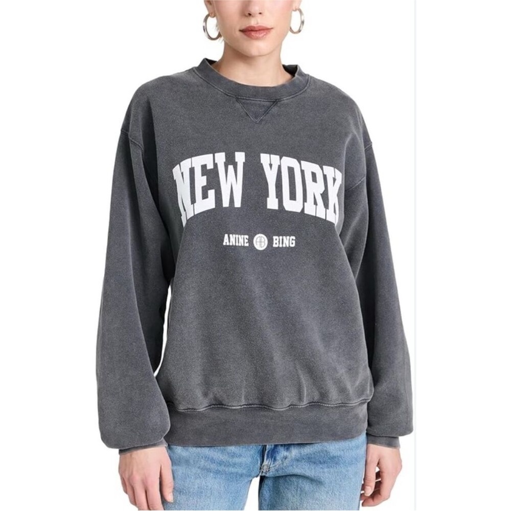 ANINE BING Ramona Sweatshirt University New York size small washed black